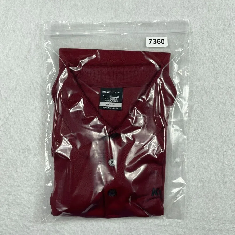 Nike Polo Shirt Mens Large Red Kwikset Logo Golf Travel Work‎ Carpenter Handyman